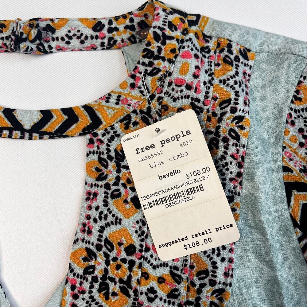 Free People Tegan Border Mini Dress Hippee Festival Boho Womens Size 0 NWT - Picture 13 of 13